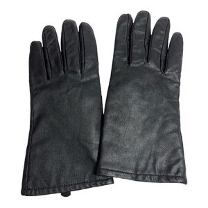 Totes Isotoner Womens Warm Black Leather Gloves Fleece Lined Size 8
